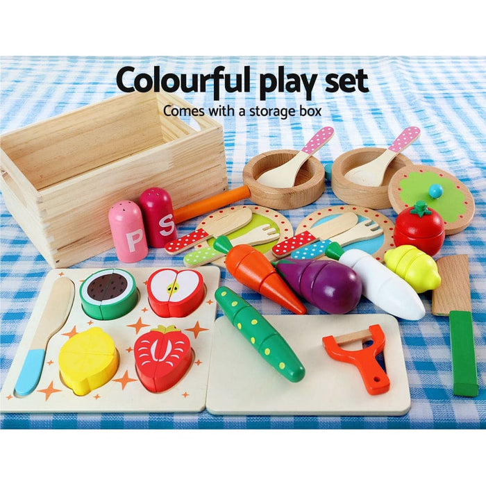 Kids Wooden Kitchen Set Pretend Play Toys Cooking Food Sets