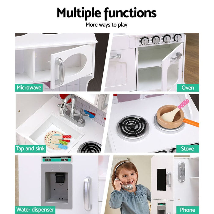 Kids Wooden Kitchen Set Pretend Play Toys Cooking Food Sets