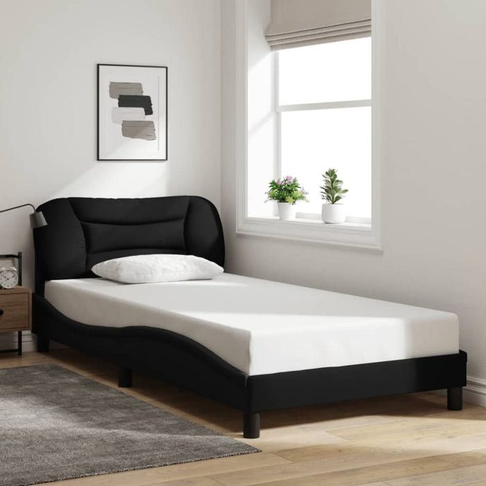 King Single Size Bed Frame With Headboard Black 106x203 Cm