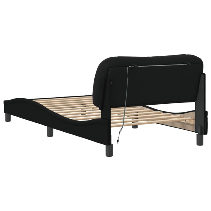 King Single Size Bed Frame With Headboard Black 106x203 Cm