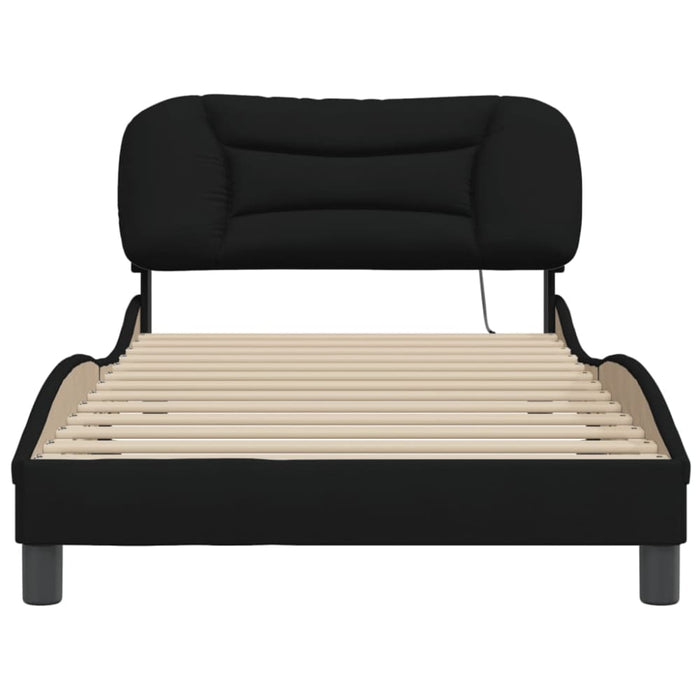 King Single Size Bed Frame With Headboard Black 106x203 Cm