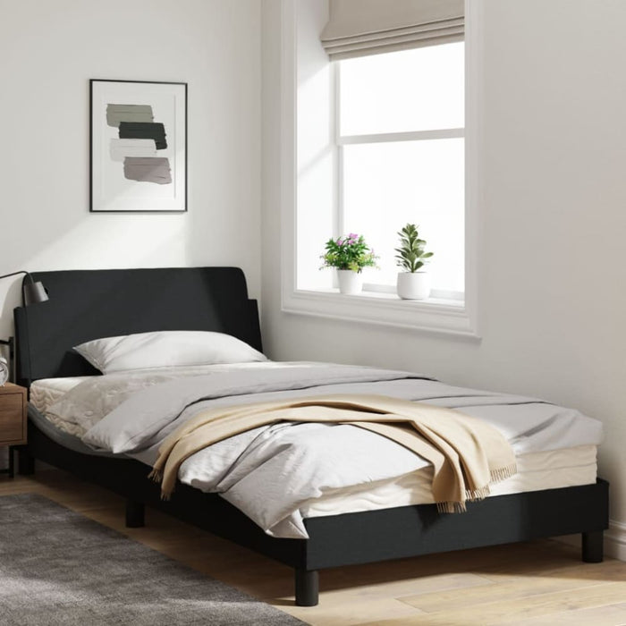 King Single Size Bed Frame with Headboard Black 107x203 Cm
