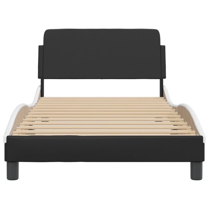King Single Size Bed Frame with Headboard Black and White