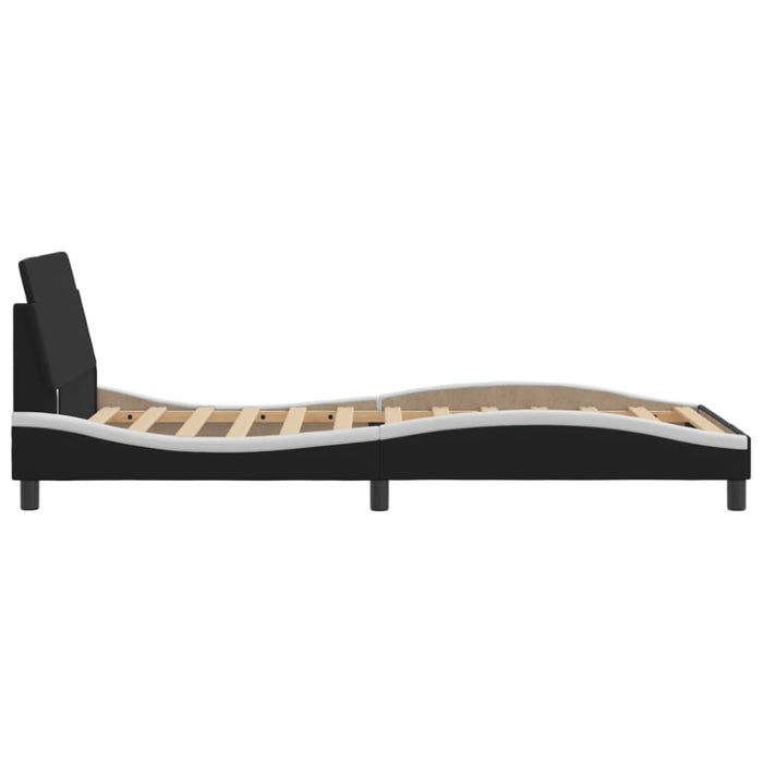 King Single Size Bed Frame with Headboard Black and White