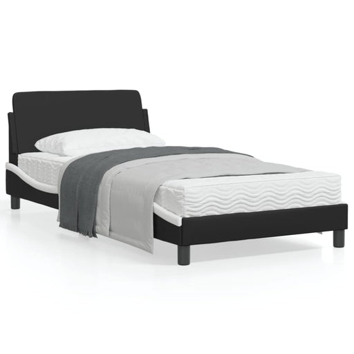 King Single Size Bed Frame with Headboard Black and White