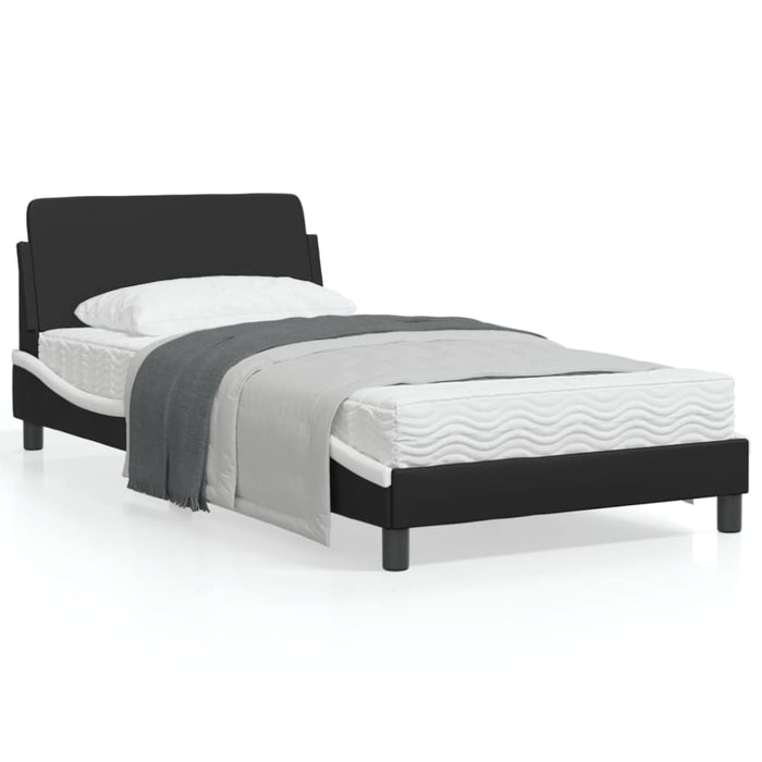 King Single Size Bed Frame with Headboard Black and White