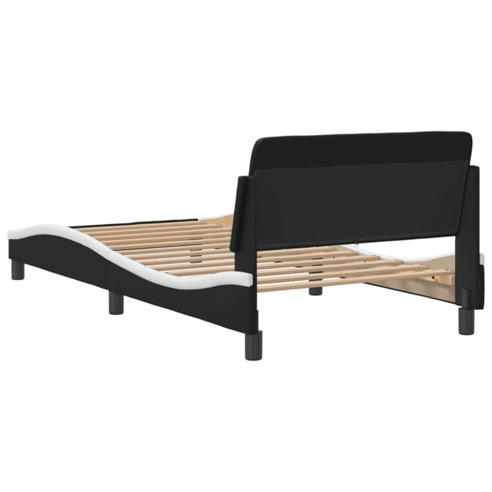 King Single Size Bed Frame with Headboard Black and White