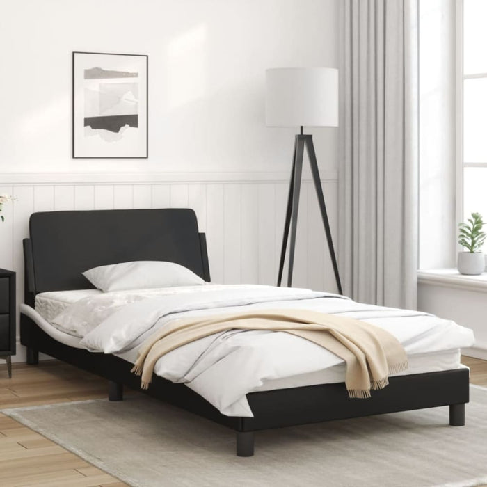 King Single Size Bed Frame with Headboard Black and White