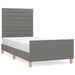 King Single Size Bed Frame With Headboard Dark Grey 106x203