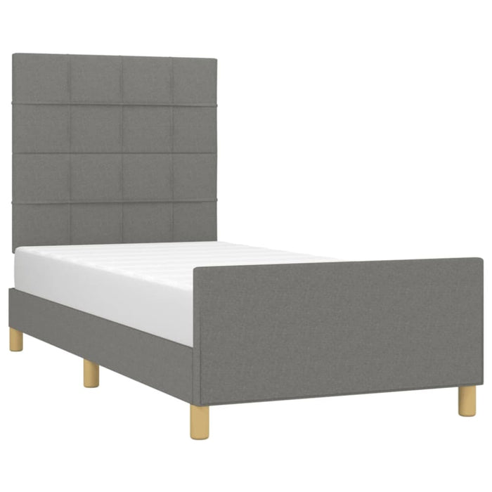 King Single Size Bed Frame With Headboard Dark Grey 106x203