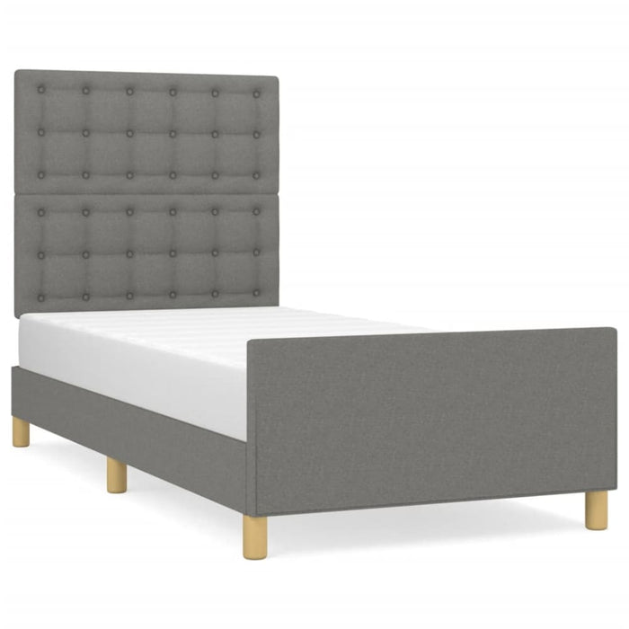 King Single Size Bed Frame With Headboard Dark Grey 106x203