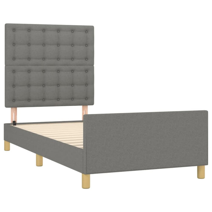 King Single Size Bed Frame With Headboard Dark Grey 106x203