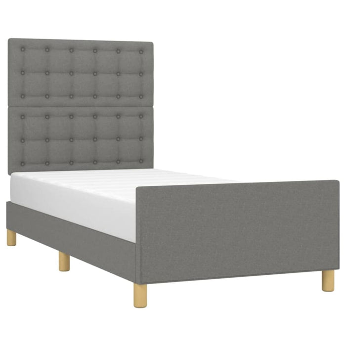 King Single Size Bed Frame With Headboard Dark Grey 106x203