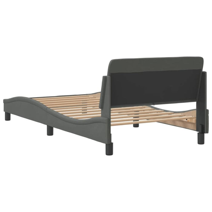 King Single Size Bed Frame with Headboard Dark Grey 107x203
