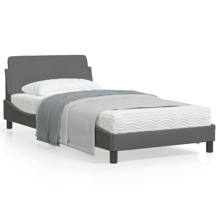King Single Size Bed Frame with Headboard Dark Grey 107x203