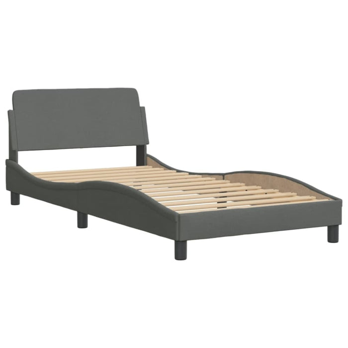 King Single Size Bed Frame with Headboard Dark Grey 107x203