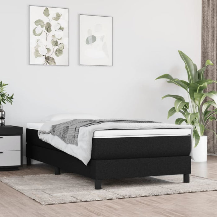 King Single Size Box Spring Bed With Mattress Black 106x203