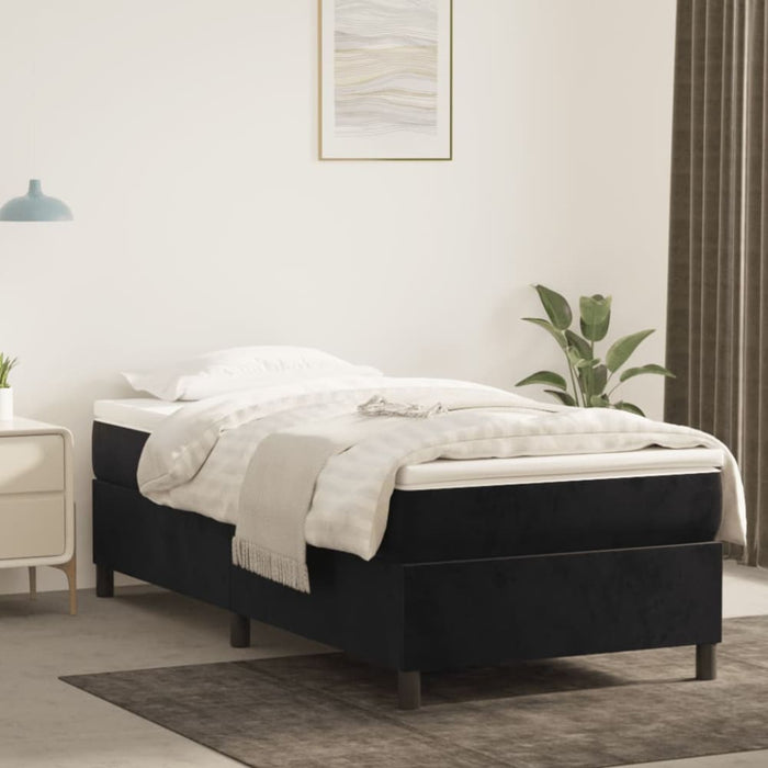 King Single Size Box Spring Bed With Mattress Black 106x203