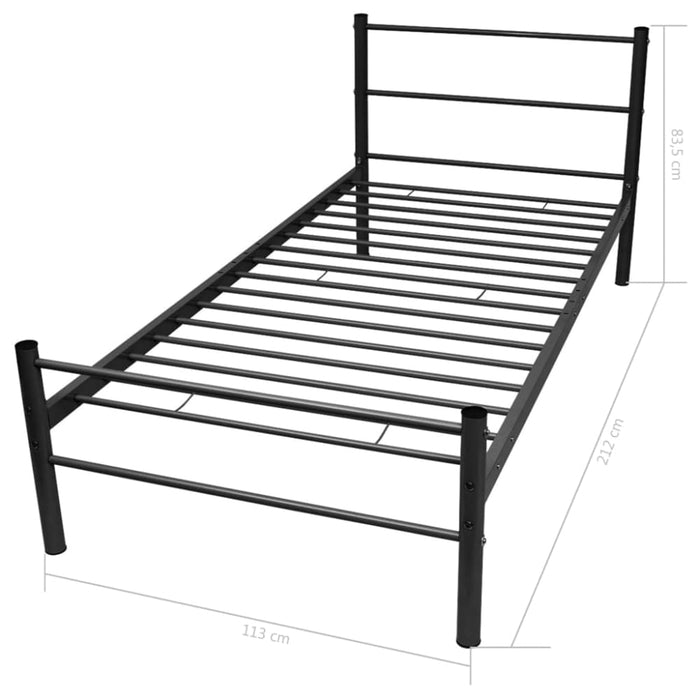 King Single Size Bed Frame Black Metal Xaianl