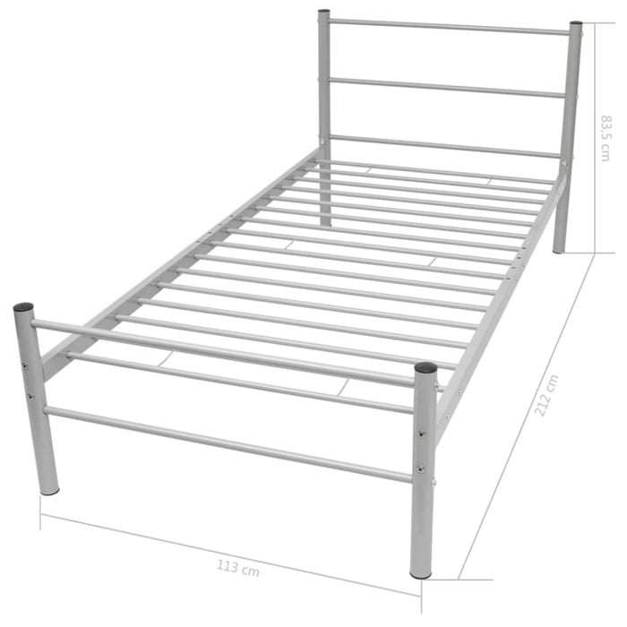 King Single Size Bed Frame Grey Metal Xaianx