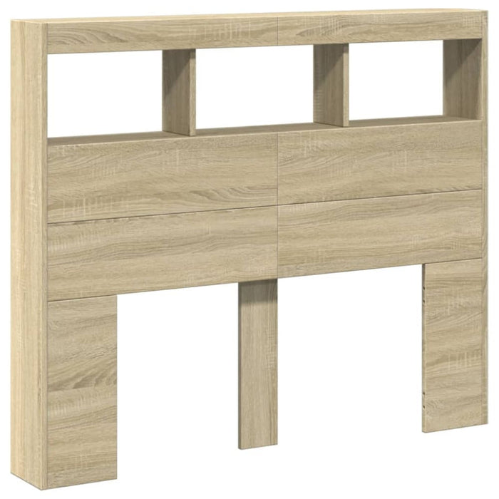 King Single Size Headboard Cabinet With Led Sonoma Oak
