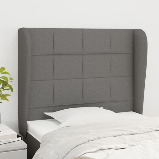 King Single Size Headboard With Ears Dark Grey
