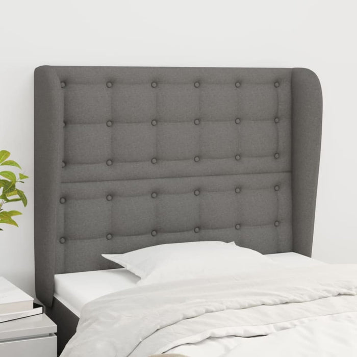 King Single Size Headboard With Ears Dark Grey