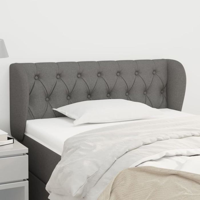 King Single Size Headboard With Ears Dark Grey 103x23x78/88