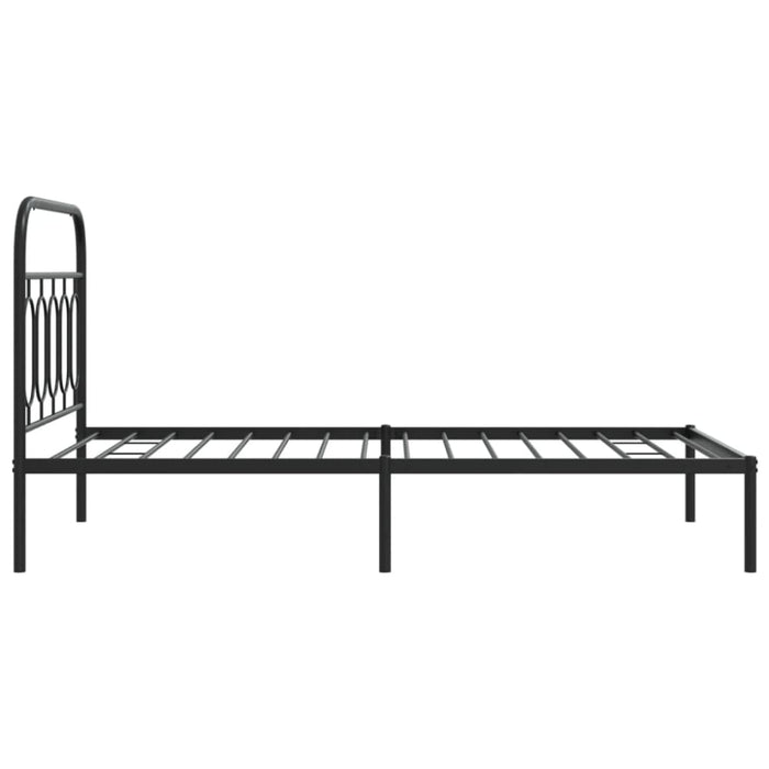 King Single Size Metal Bed Frame With Headboard Black