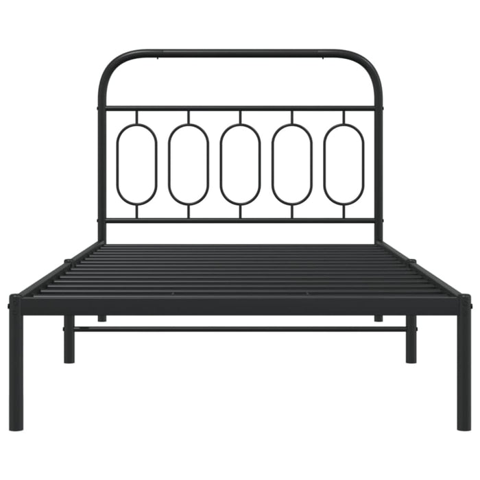 King Single Size Metal Bed Frame With Headboard Black