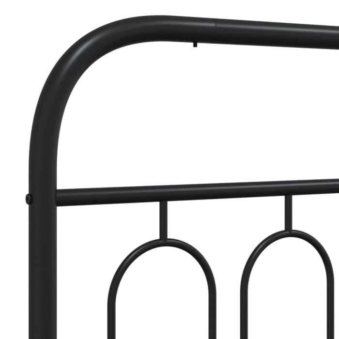 King Single Size Metal Bed Frame With Headboard Black