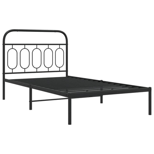 King Single Size Metal Bed Frame With Headboard Black
