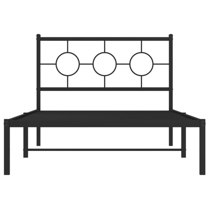 King Single Size Metal Bed Frame with Headboard Black