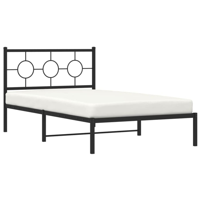 King Single Size Metal Bed Frame with Headboard Black