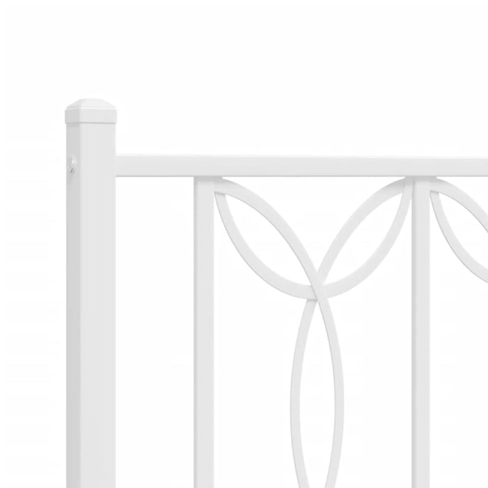 King Single Size Metal Bed Frame With Headboard White