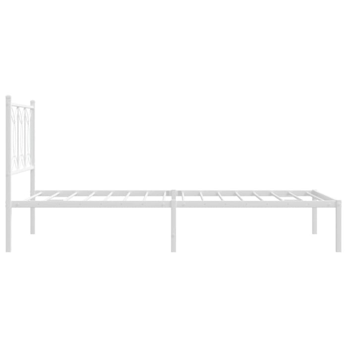 King Single Size Metal Bed Frame With Headboard White