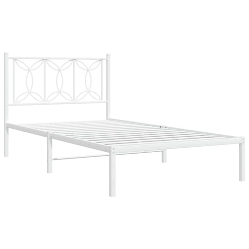 King Single Size Metal Bed Frame With Headboard White