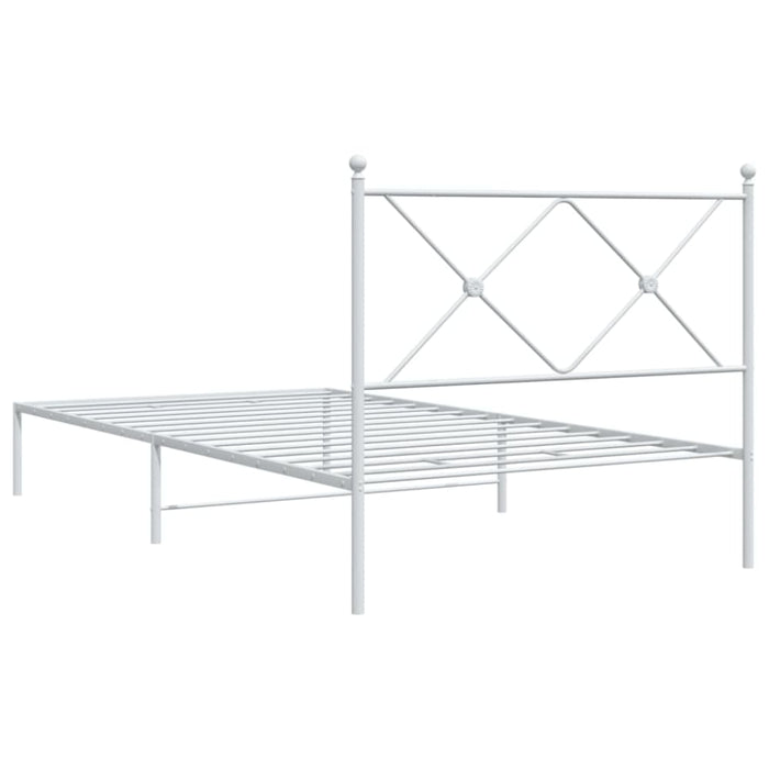 King Single Size Metal Bed Frame With Headboard White
