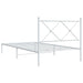 King Single Size Metal Bed Frame With Headboard White