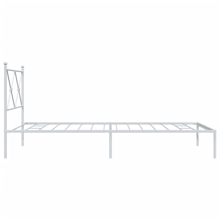 King Single Size Metal Bed Frame With Headboard White