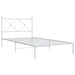 King Single Size Metal Bed Frame With Headboard White