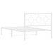 King Single Size Metal Bed Frame with Headboard White