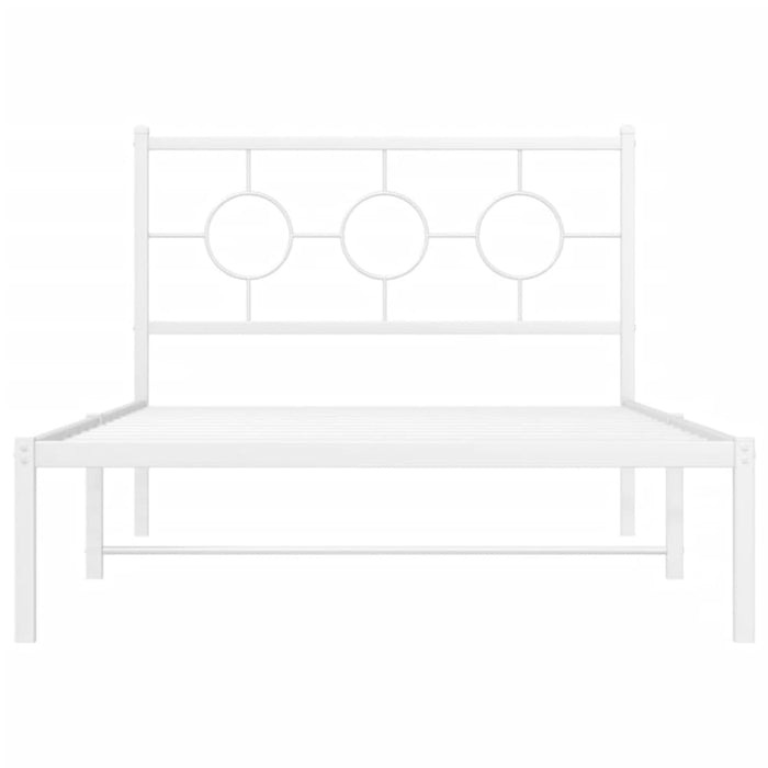 King Single Size Metal Bed Frame with Headboard White