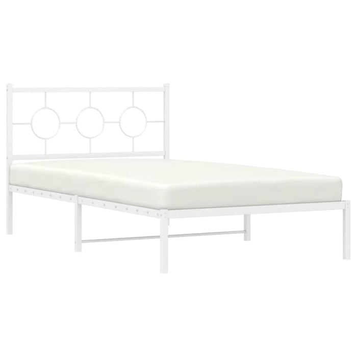 King Single Size Metal Bed Frame with Headboard White