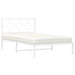 King Single Size Metal Bed Frame with Headboard White