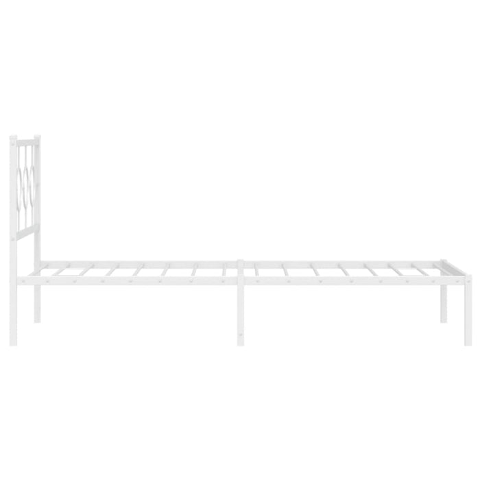 King Single Size Metal Bed Frame with Headboard White