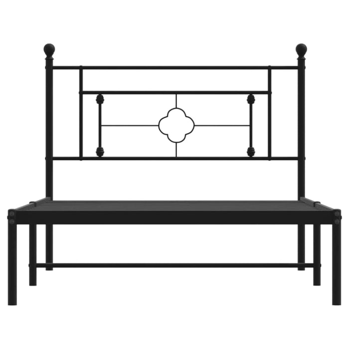 King Single Size Metal Bed Frame with Headboard Black