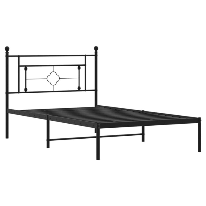 King Single Size Metal Bed Frame with Headboard Black