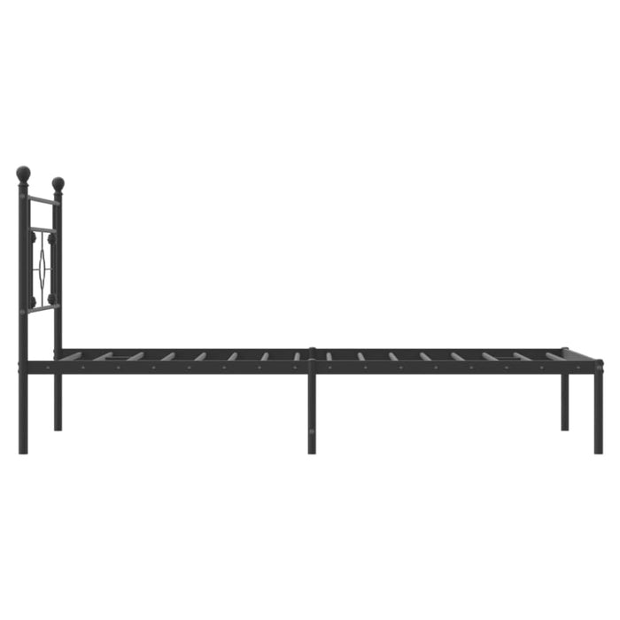 King Single Size Metal Bed Frame with Headboard Black