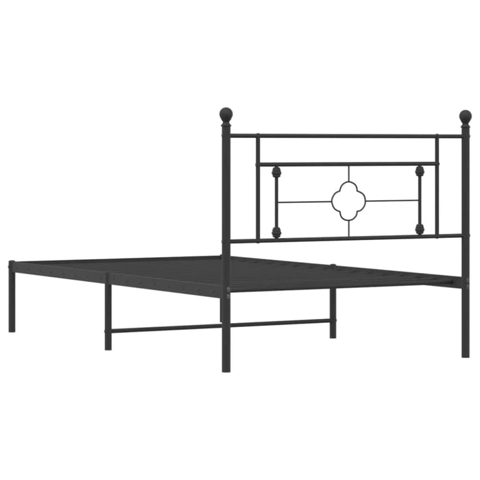 King Single Size Metal Bed Frame with Headboard Black